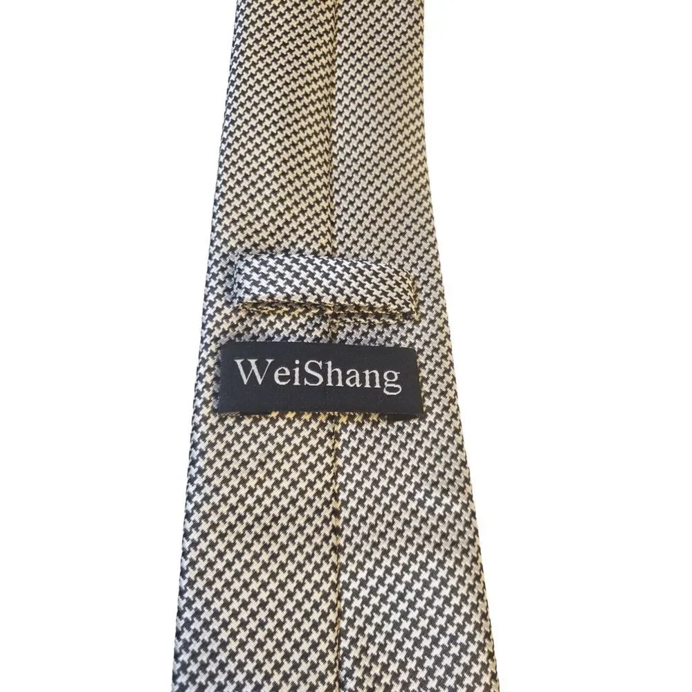 Weishang Mens Black White Hand Made‎ 100% Silk Neck Tie Made In China Luxury